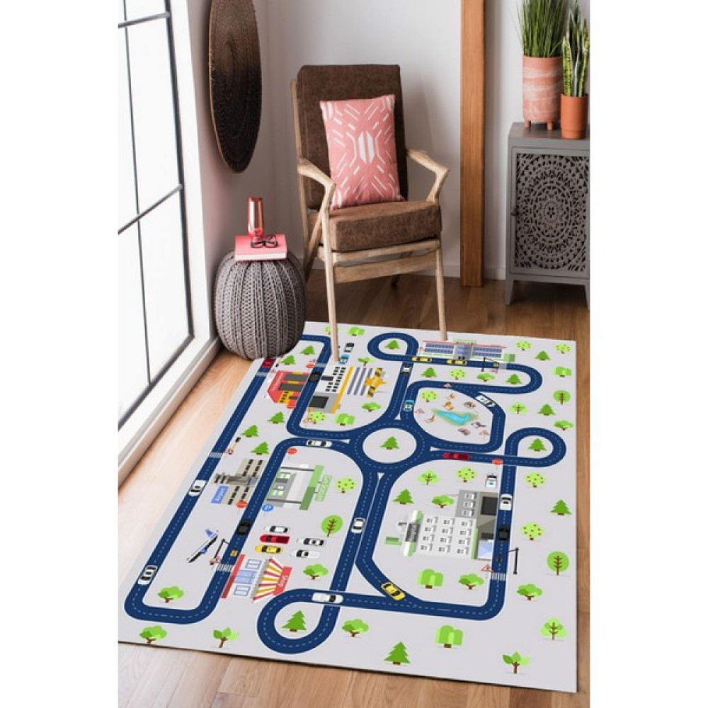 Homier Collection Kısa Saçaklı, Punto Serisi Yıkanabilir Kaymaz Taban Antibakteriyel Halı Çocuk Odası  CK-10135A - Renkli - 120 x 180 cm Bebek Odası Halı Fiyatı