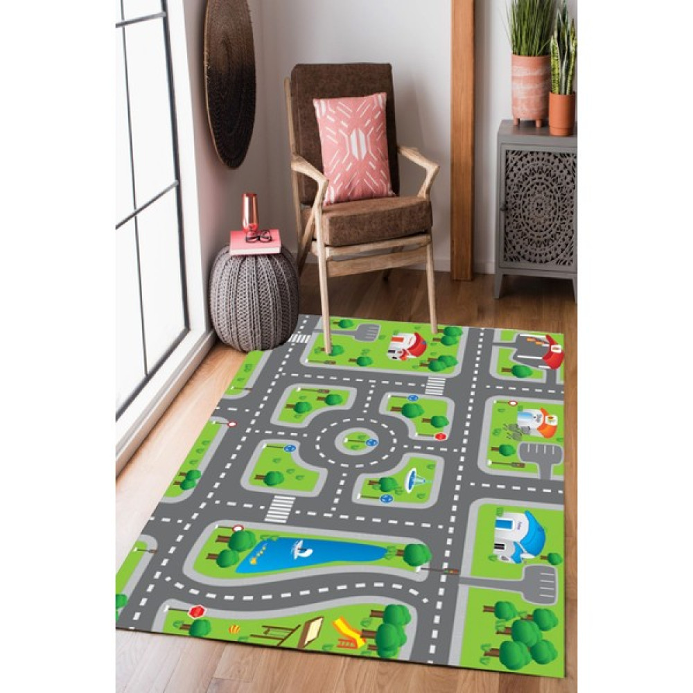 Homier Collection Kısa Saçaklı, Punto Serisi Yıkanabilir Kaymaz Taban Antibakteriyel Halı Çocuk Odası  CK-10164A - Renkli - 100 x 200 cm Bebek Odası Halı Fiyatı