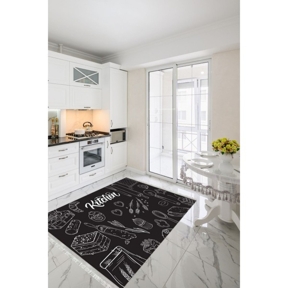 Homier Collection Kısa Saçaklı, Punto Serisi Yıkanabilir Kaymaz Taban Antibakteriyel Mutfak Halısı MK-9022A - Renkli - 80 x 100 cm Salon Halısı Fiyatı
