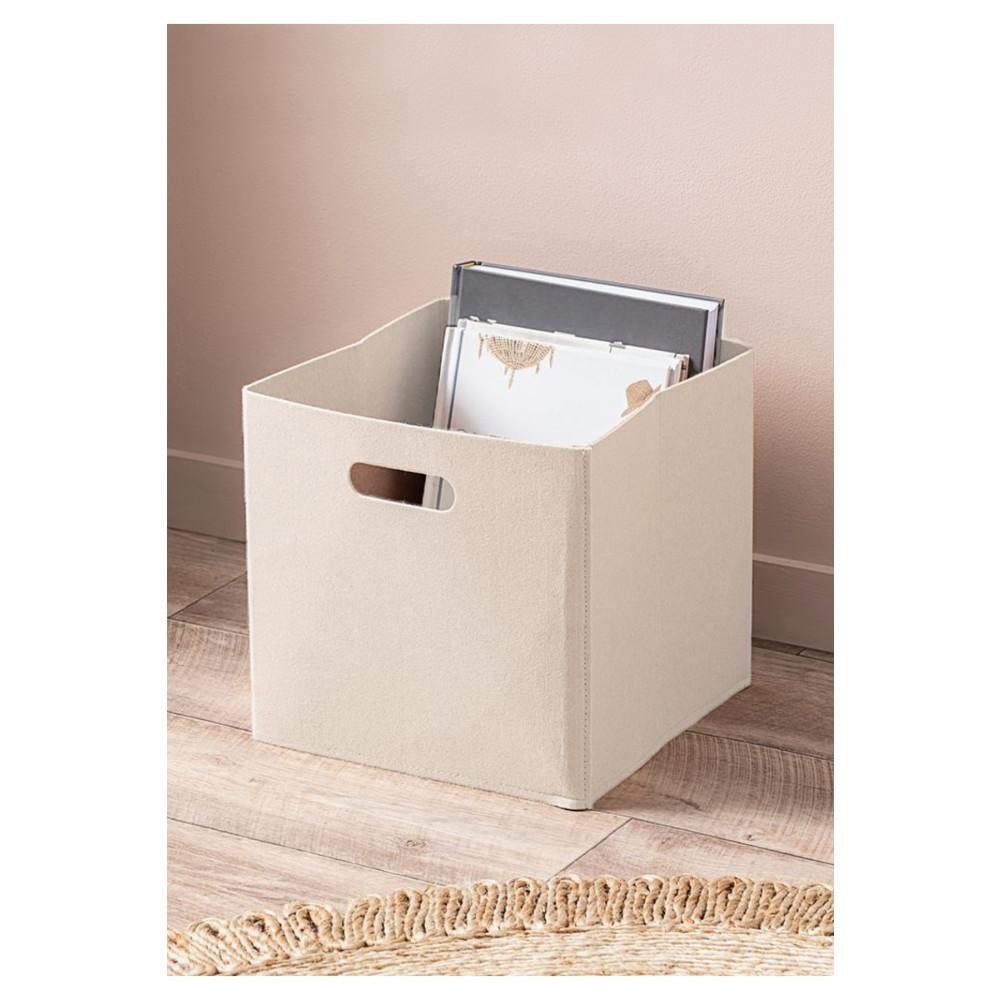 HOMİNG Krem Çok Amaçlı Keçe Organizer Dolap Içi Düzenleyici Tekli Sepet // 30x30 Cm Sepet Fiyatı