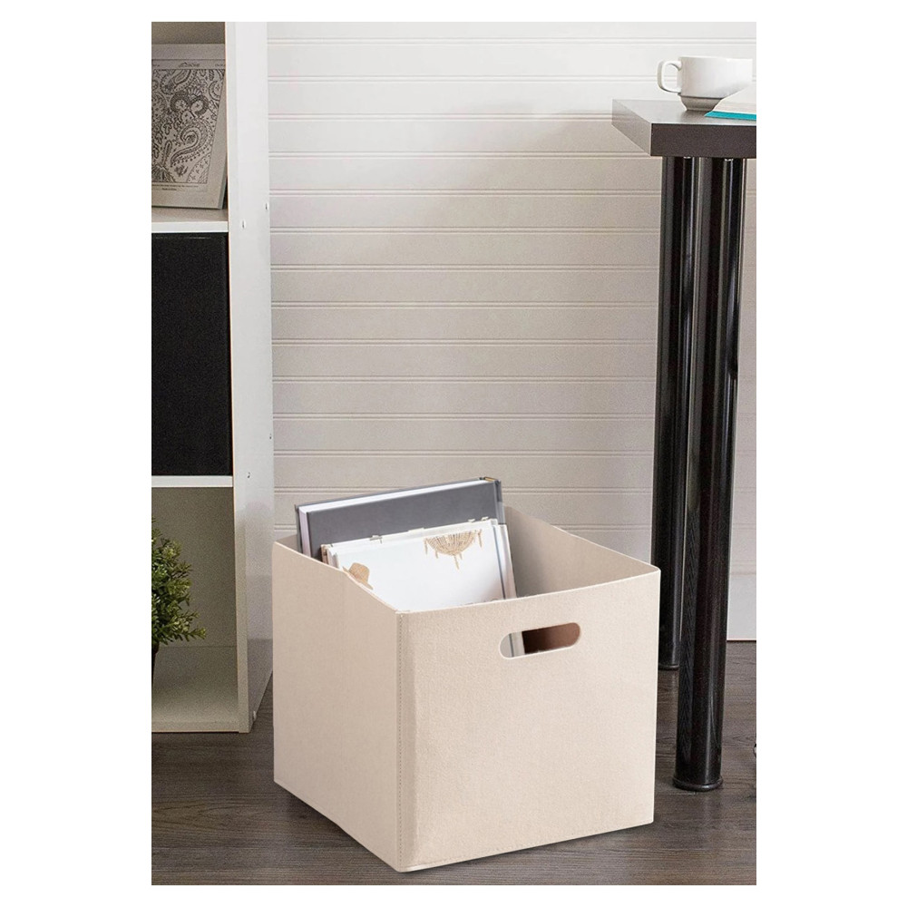 HOMİNG Krem Çok Amaçlı Keçe Organizer Sepet Dolap Içi Düzenleyici -tekli // 24 X 24 Cm Sepet Fiyatı