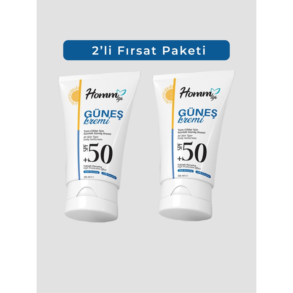 Homm Life Güneş Kremi 50 SPF Tüm Cilt Tipleri İçin Renksiz Krem 2'li Set SSD / Solid State Drive Fiyatı