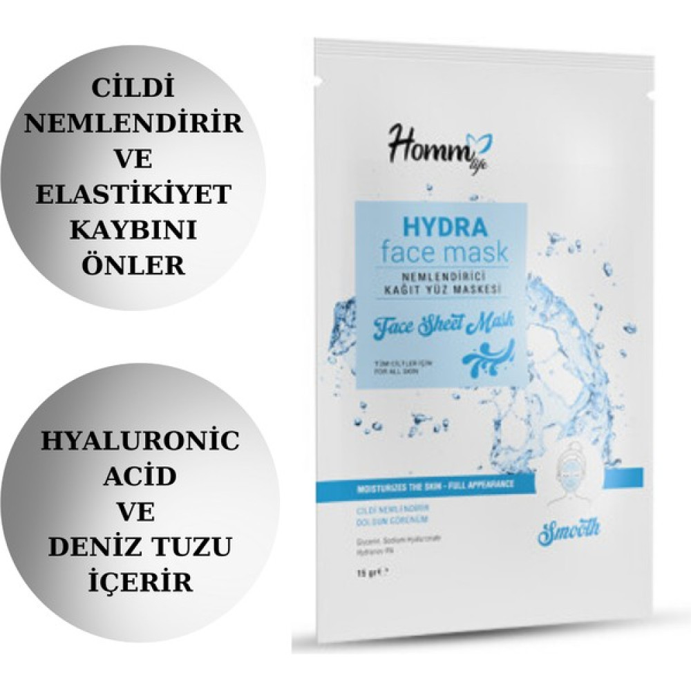 Homm Lıfe Hydra Kağıt Yüz Maskesi ( Nemlendirici - Hyaluronic Acid) Maskeler Fiyatı