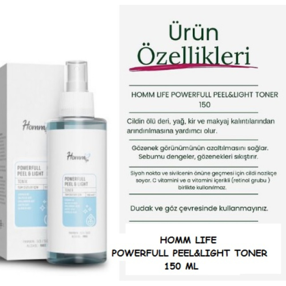 Homm Lıfe Powerfull Peel&Lıght Toner 150 Ml Cilt Temizleme ve Peeling Fiyatı
