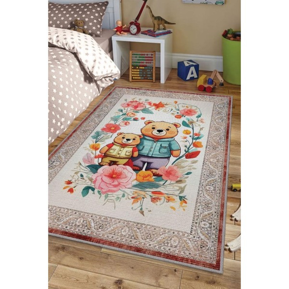 Homshtag Çok Renkli Halı Dokulu Çocuk Odası Halısı Etnik Desenli Çocuk Halısı Çiçek Temalı Halı - 80 x 120 cm Bebek Odası Halı Fiyatı
