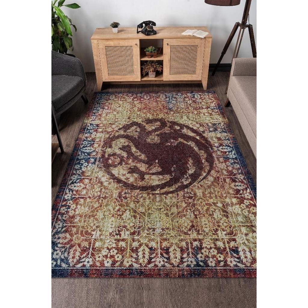 Homshtag Targaryen Hanedanı Dokuma Tabanlı Yıkanabilir Game Of Thrones Halısı - 160 x 240 cm - Renkli Salon Halısı Fiyatı