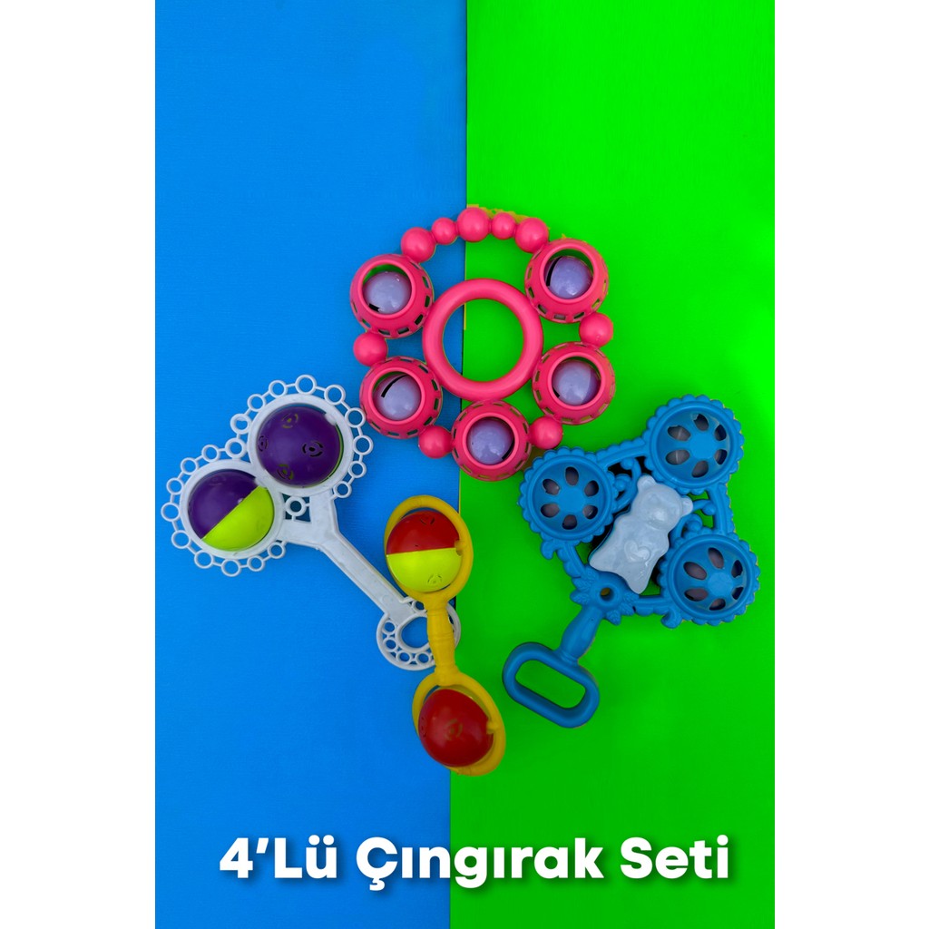 HON 4 Lü Bebek Çıngırak Seti (ERKEK ÇOCUK)Eğlenceli Renkli Tasarım Sağlam Yapı Diğer Fiyatı