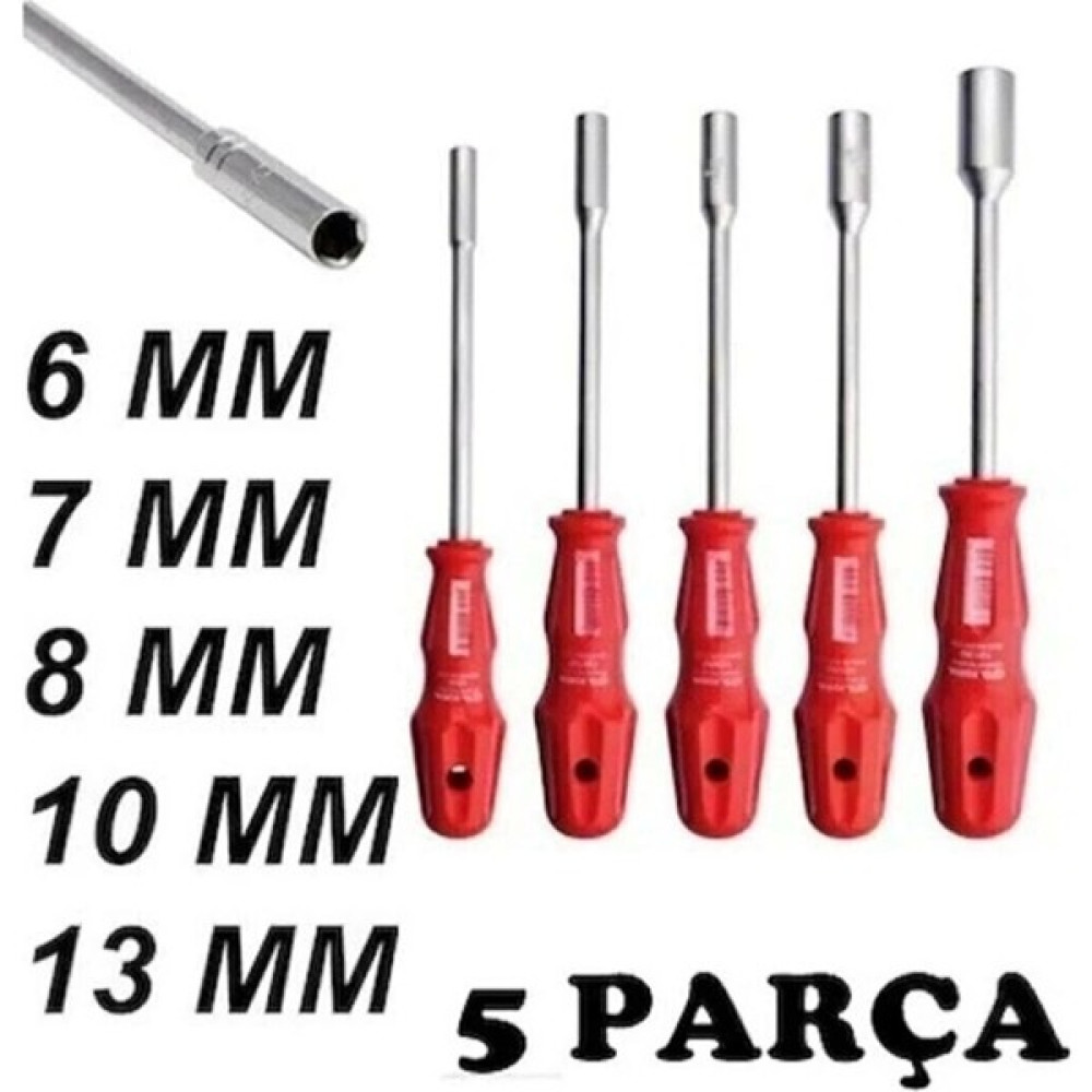 Hon 5 Adet Lokma Anahtar Tornavida 6/7/8/10/13/mm Metal Altıgen - Renkli - Standart Oto Boyaları Fiyatı