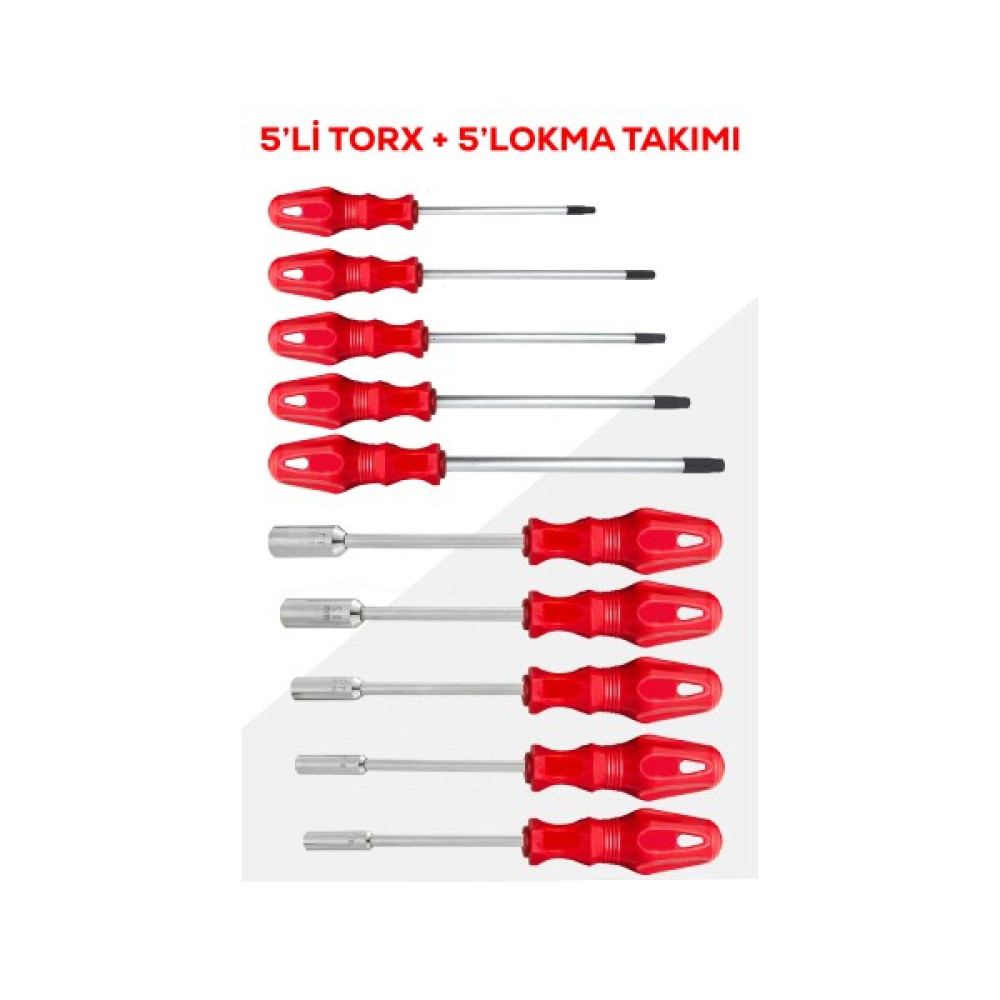 HON 5’li Torx & 5’li Lokma Tornavida Seti Krom-Vanadyum Çelikten Dayanıklı Yapı ile Ergonomik Tasarım Tornavida Fiyatı