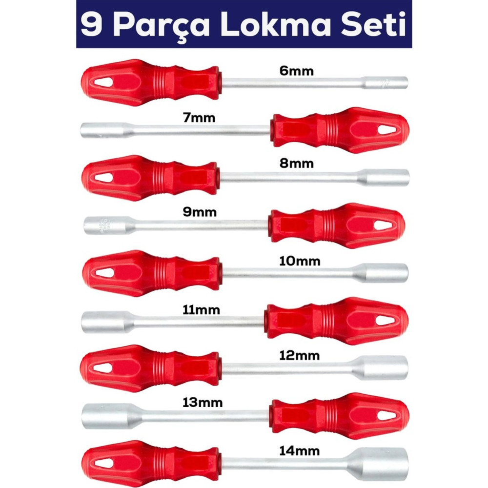 HON 9 Parça Lokma Tornavida Seti 6-7-8-9-10-11-12-13-14 mm Ergonomik Tasarımlı Dayanıklı Yapı Tornavida Fiyatı