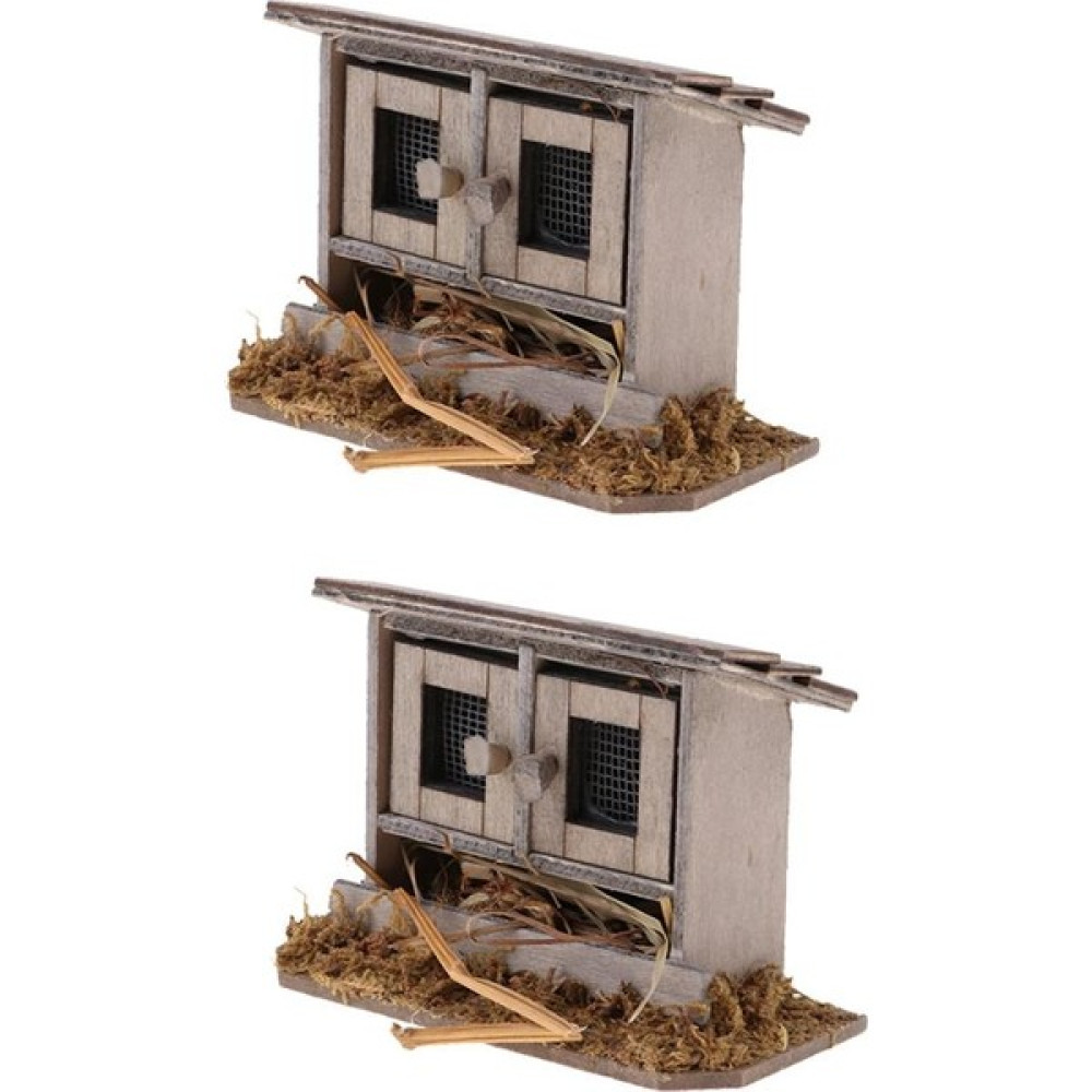 Honeyge 2pcs 1:12 Dıy Bahçesi Dekorasyon Aksesuarları Için Mini Ahşap Tavuk Kümesi (Yurt Dışından) Bebek Oyuncakları Fiyatı