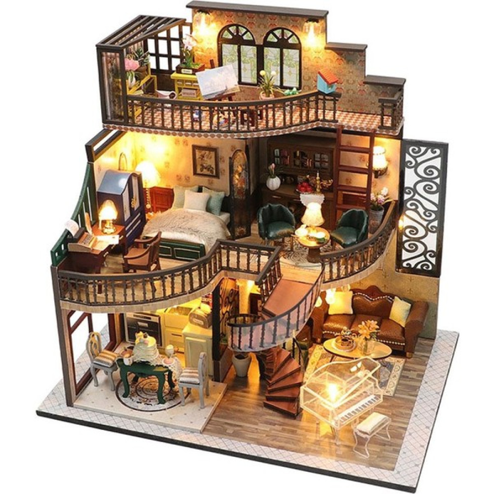 Honeyge 3D Bebek Evi Kiti Dıy Minyatür Ile LED Işıkları Dollhouse Çocuk Kızlar Için (Yurt Dışından) - Renkli Bebek Oyuncakları Fiyatı