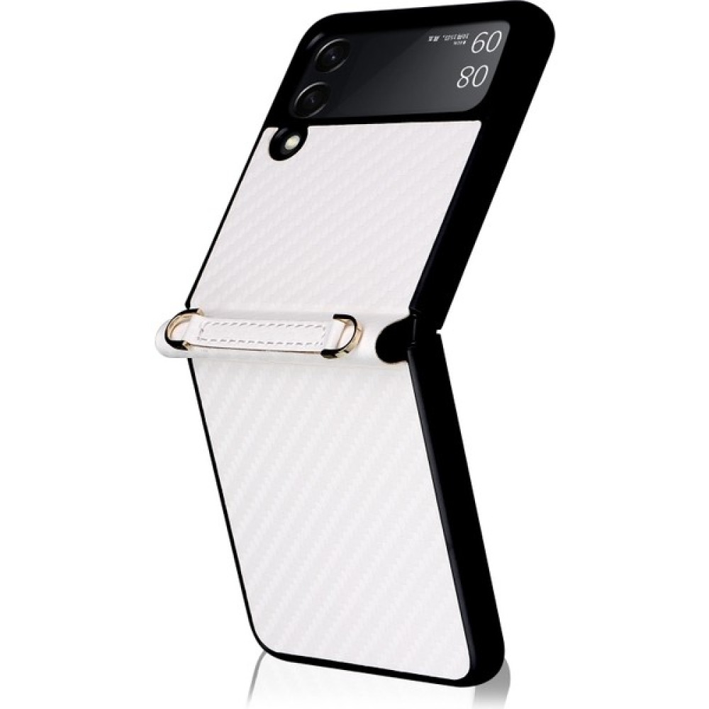 Hongshou Samsung Galaxy Z Flip3 5g Için Karbon Fiber Doku Telefon Kılıfı (Yurt Dışından) - Beyaz - Galaxy Z Flip 3 Cep Telefonu Kılıfı Fiyatı