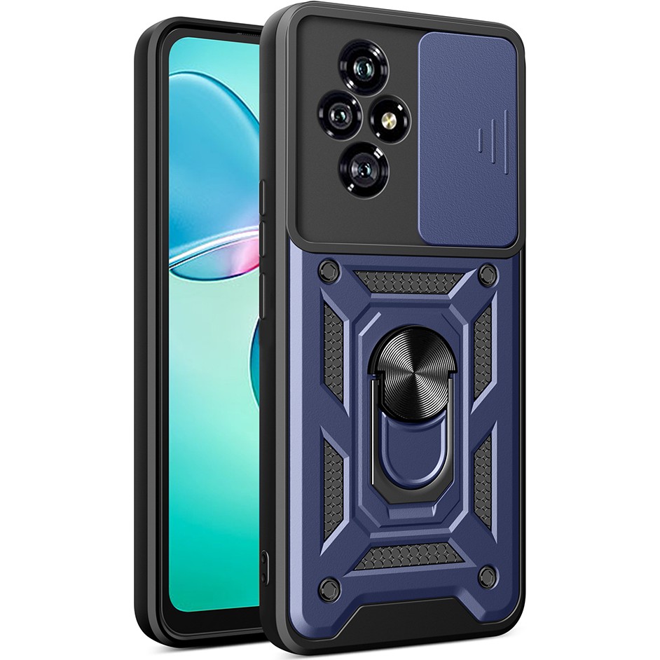 Honor 200 Uyumlu Kılıf Magnetik Standlı Kamera Korumalı Sürgülü Kapak-Mavi - Mavi Cep Telefonu Kılıfı Fiyatı