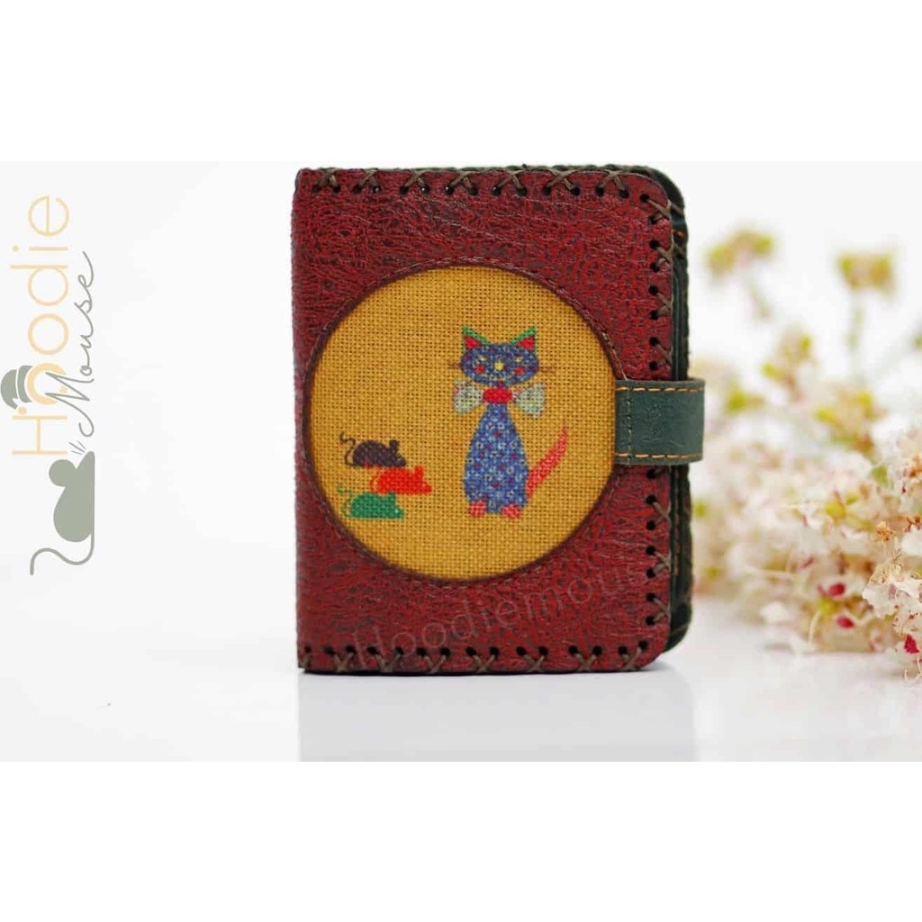 Hoodie Mouse Kedi Fare Figürlü Küçük Cüzdan Etnik Bohem Retro Style -Bordo Evcil Hayvan Ürünleri Fiyatı