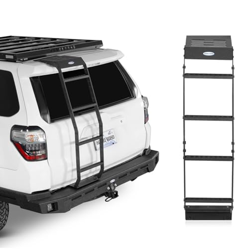 Hooke Road 4Runner Hatch Ladder Tailgate Trunk Roof Access Pedal Step for 2010-2024 Toyota 4Runner 5th Gen - Rear Door Ladder with Anti-Slip Pads Load 260 Lbs