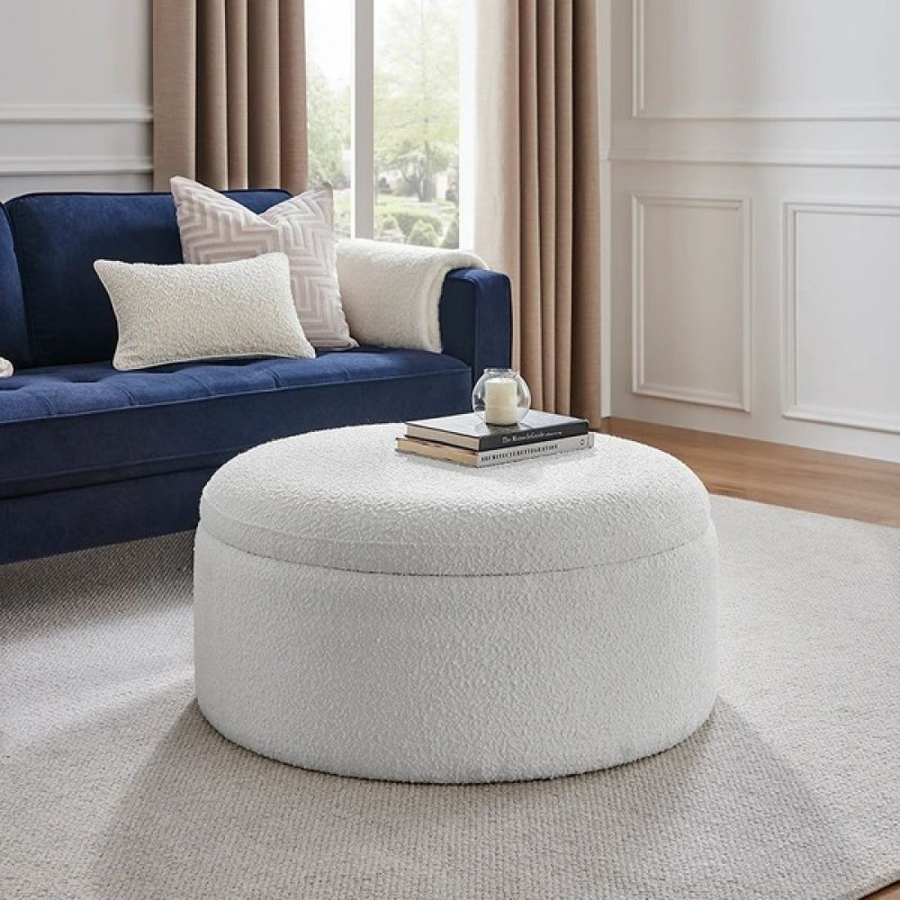 Hoom Concept Oslo Teddy Sandıklı Puf - Beyaz Puf Fiyatı