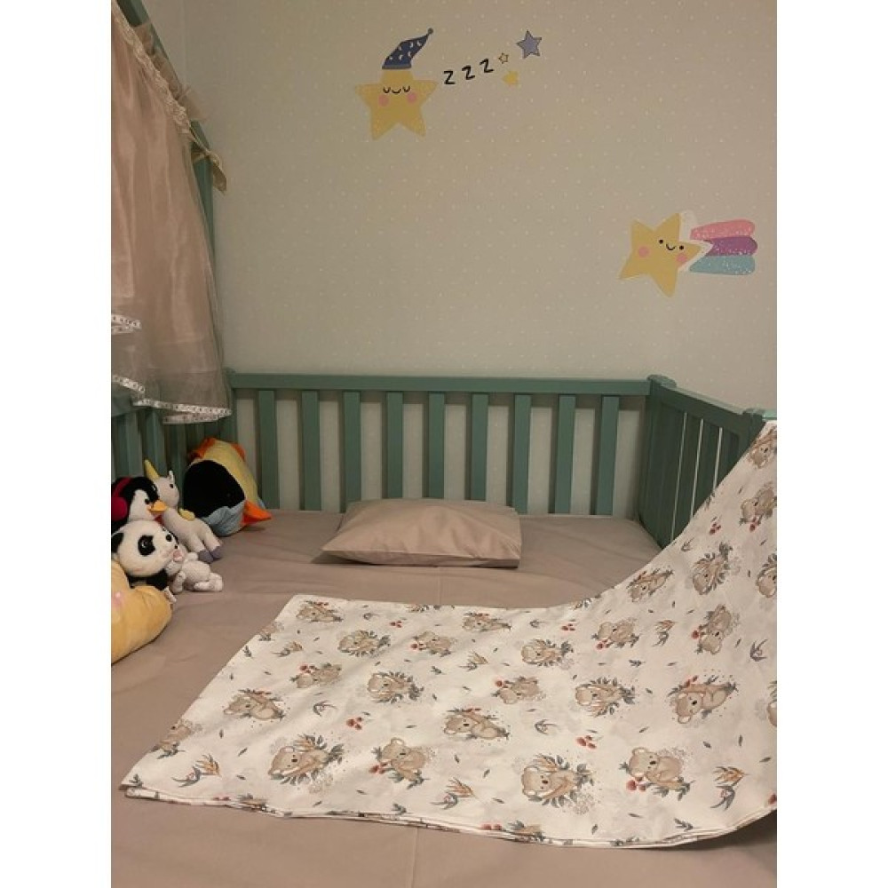 Hooola Baby Koalalı Bebek Nevresim Takımı - 100 x 150 cm - Beyaz - Somon - Gri Bebek Nevresim Takımı Fiyatı