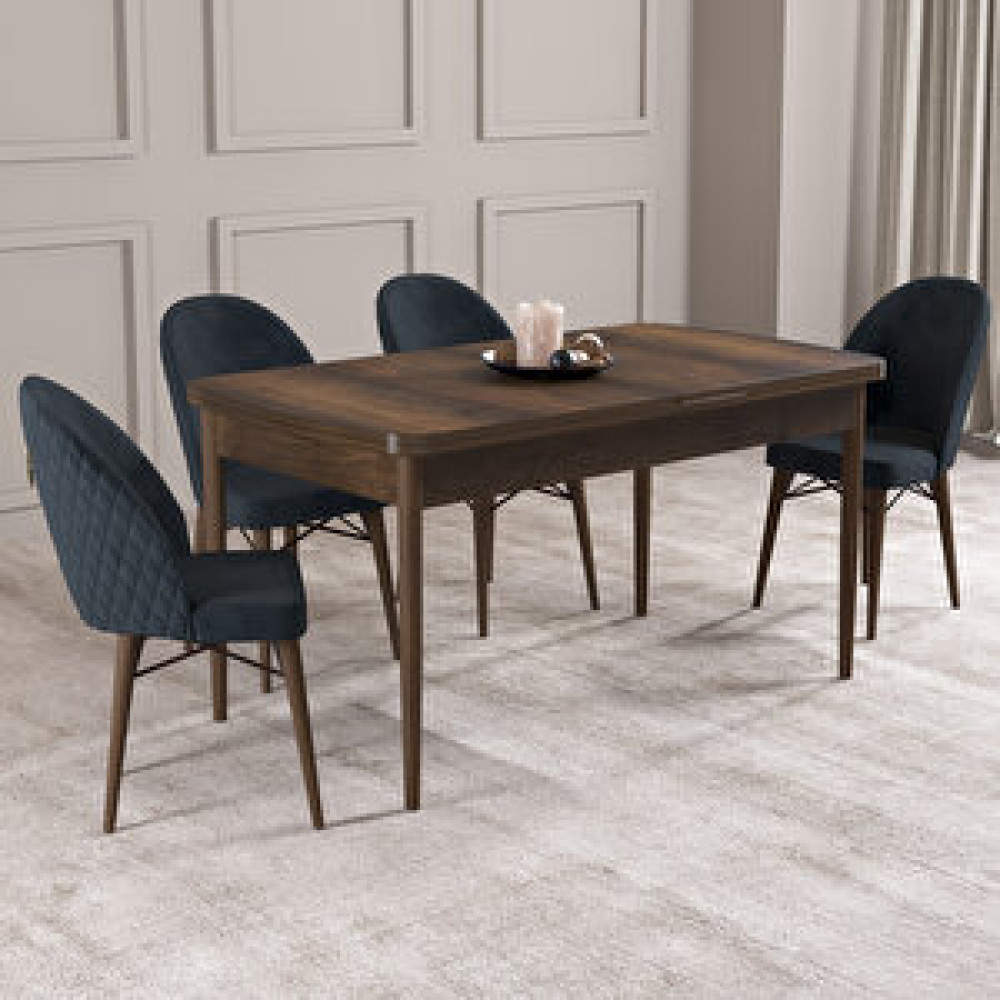 Hoopsii Arya Barok Desen 70x114 Mdf Açılabilir Mutfak Masası Takımı 4 Adet Sandalye Antrasit Yemek & Mutfak Masası Fiyatı