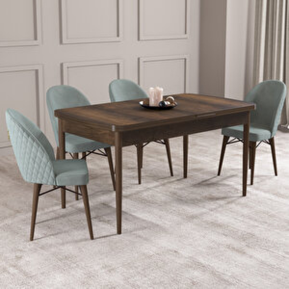 Hoopsii Arya Barok Desen 70x114 Mdf Açılabilir Mutfak Masası Takımı 4 Adet Sandalye Su Yeşili Yemek & Mutfak Masası Fiyatı