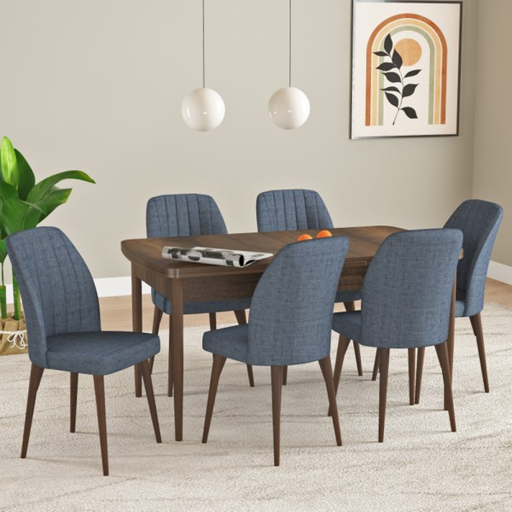 Hoopsii Esta Barok Desen 70X114 Mdf Açılabilir Mutfak Masası Takımı 6 Adet Sandalye Yemek & Mutfak Masası Fiyatı