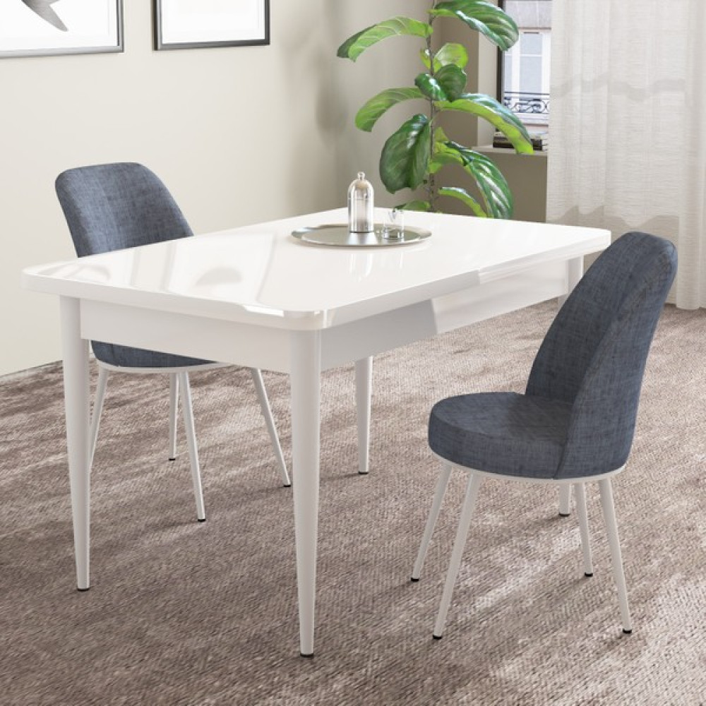 Hoopsii Life Beyaz 70X110 Sabit Mutfak Masası Takımı 2 Adet Sandalye - Turkuaz Masa - Sandalye Seti / Takımı Fiyatı
