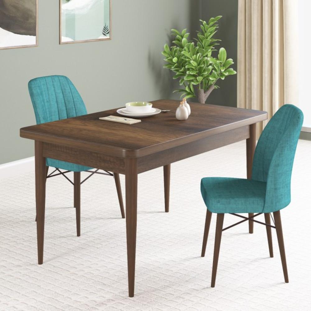 Hoopsii Pista Barok Desen 70X110 Sabit Mutfak Masası Takımı 2 Adet Sandalye - Krem - 70x114 Masa - Sandalye Seti / Takımı Fiyatı