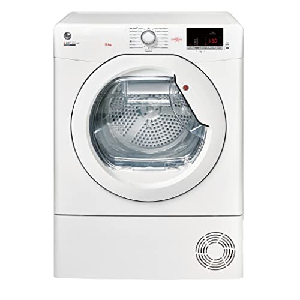 Hoover HLEC8DE H-Dry 300 8kg Condenser Tumble Dryer, Aquavision, White, Sensor dry, NFC