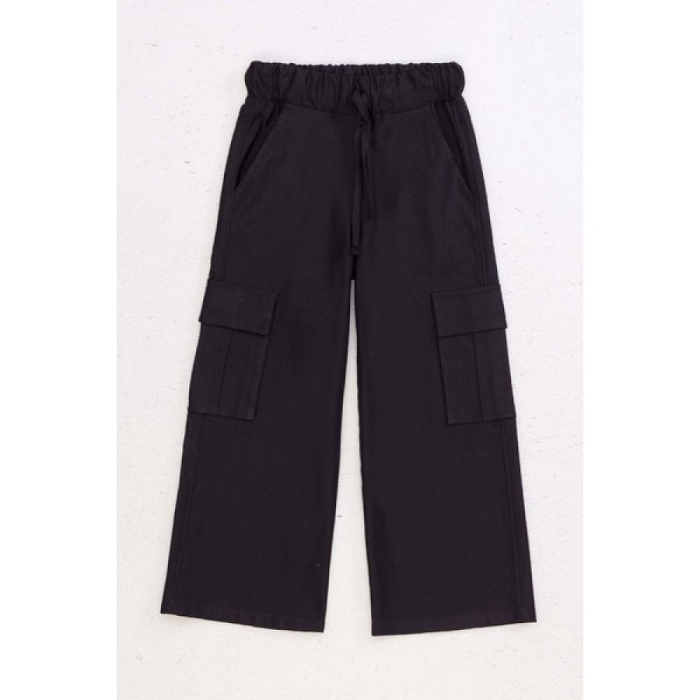 Hopi Kids Kız Çocuk Kargo Cepli Bol Paça Pantolon - Siyah - 5-6 Yaş Kız Çocuk Pantolon Fiyatı
