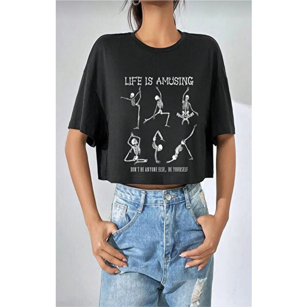 hoppala butik Lıfe Is Baskılı Crop Bayan T-shirt Fiyatı