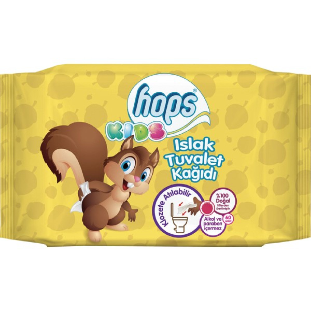 Hops Kids Islak Tuvalet Kağıdı 60'lı, Standart Boy, (60 x 8 Adet) - 480 Yaprak Bebek Bakım Fiyatı