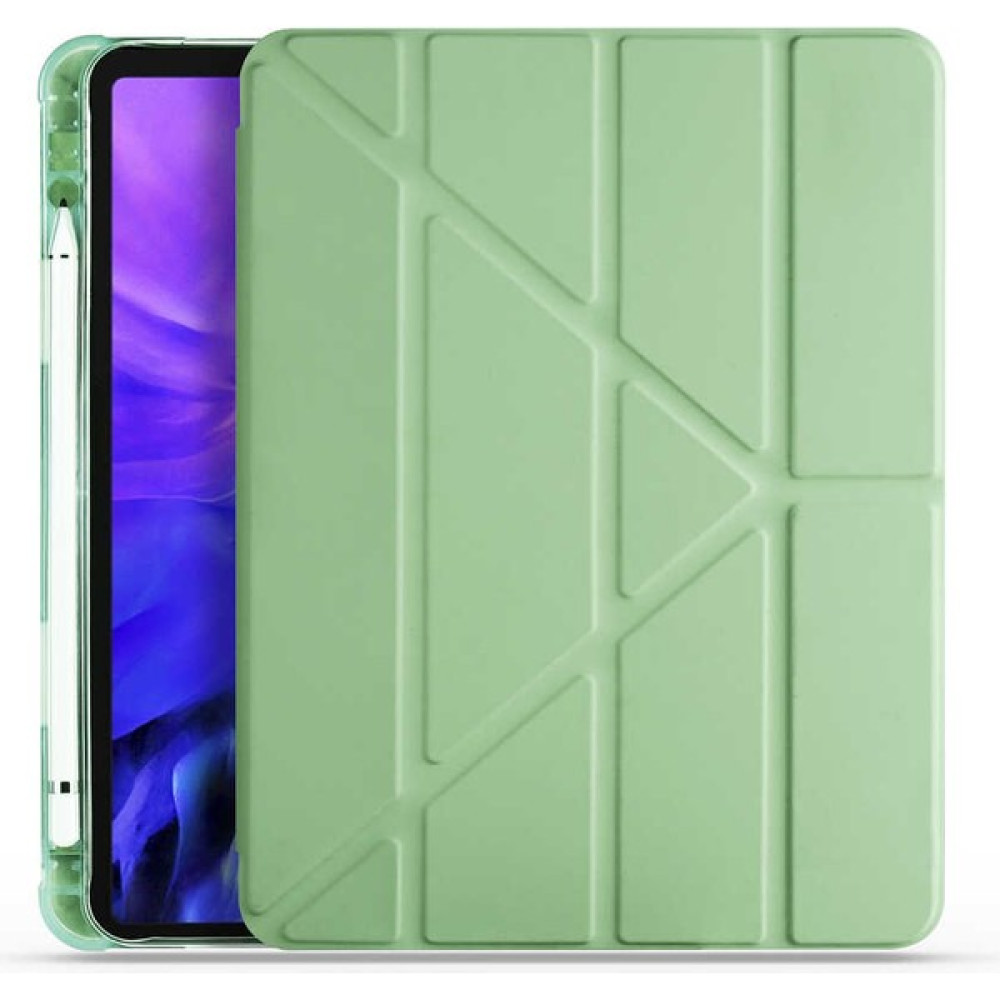 Hopy Kent Apple iPad Air 5.nesil 10.9" 2022 Kılıf Kapaklı Kalemlikli Origami Tasarım ve Şıklık - Açık Yeşil Kalemlik (Kalem Kutusu) Fiyatı