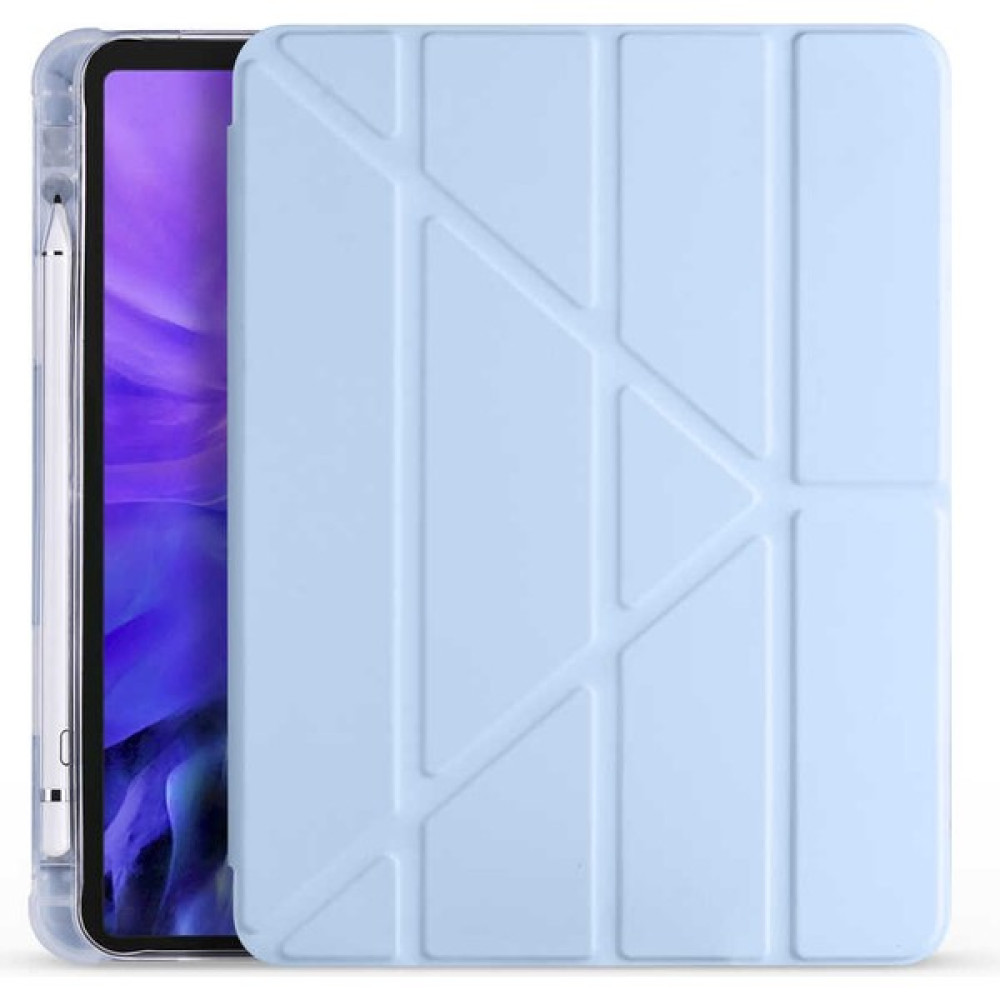 Hopy Kent Apple iPad Air 5.nesil 10.9" 2022 Kılıf Kapaklı Kalemlikli Origami Tasarım ve Şıklık - Mavi Kalemlik (Kalem Kutusu) Fiyatı