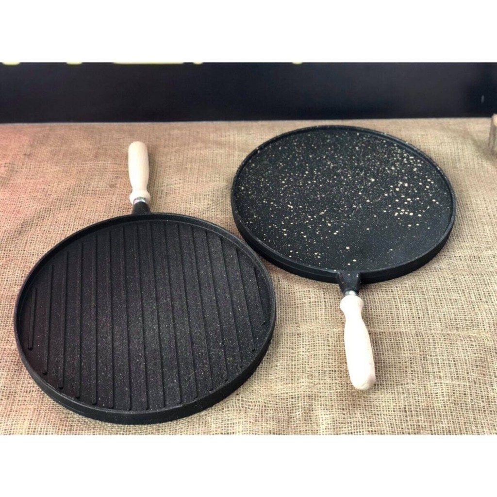 Horasan 36 cm Döküm Çift Taraflı Gözleme Izgara Tavası Ahşap Saplı Tavalar Fiyatı
