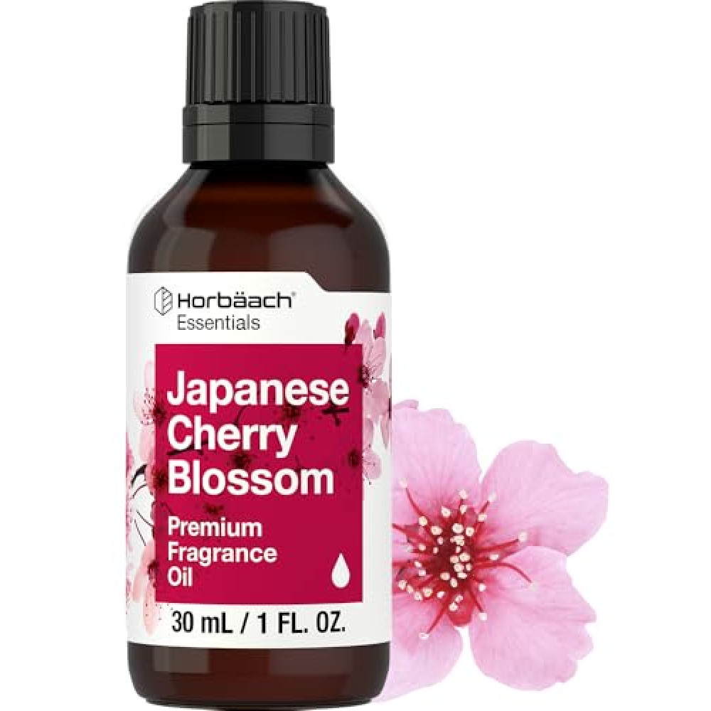Horbäach Japanese Cherry Blossom Fragrance Oil | 1 fl oz (30ml) | Premium Grade | for Diffusers, Candle and Soap Making, Aroma Sprays, DIY Projects & More | Packaging May Vary