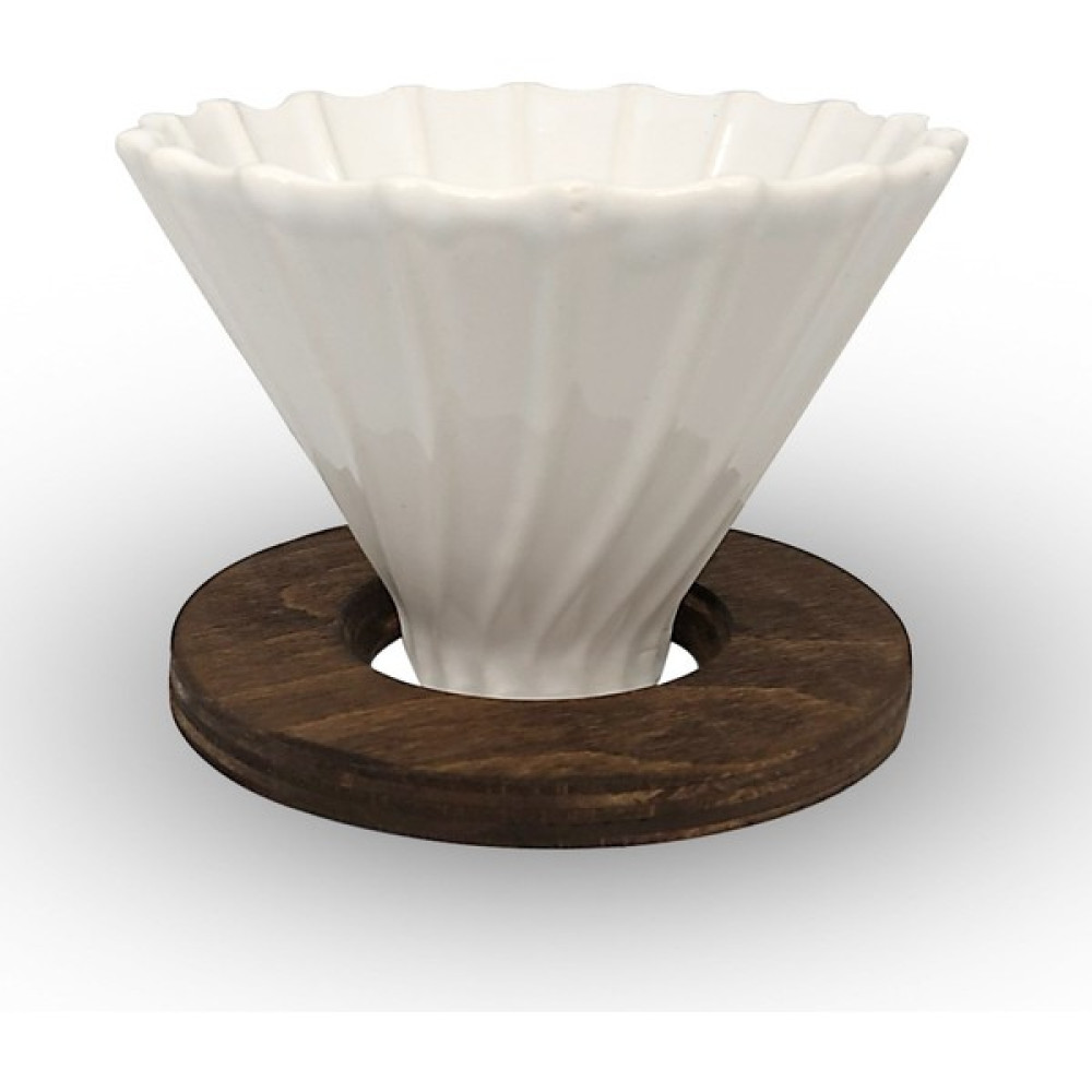 Horecamark Ahşap Standlı V60 Seramik Dripper No.2 Beyaz Çay / Çaydanlık Setleri Fiyatı