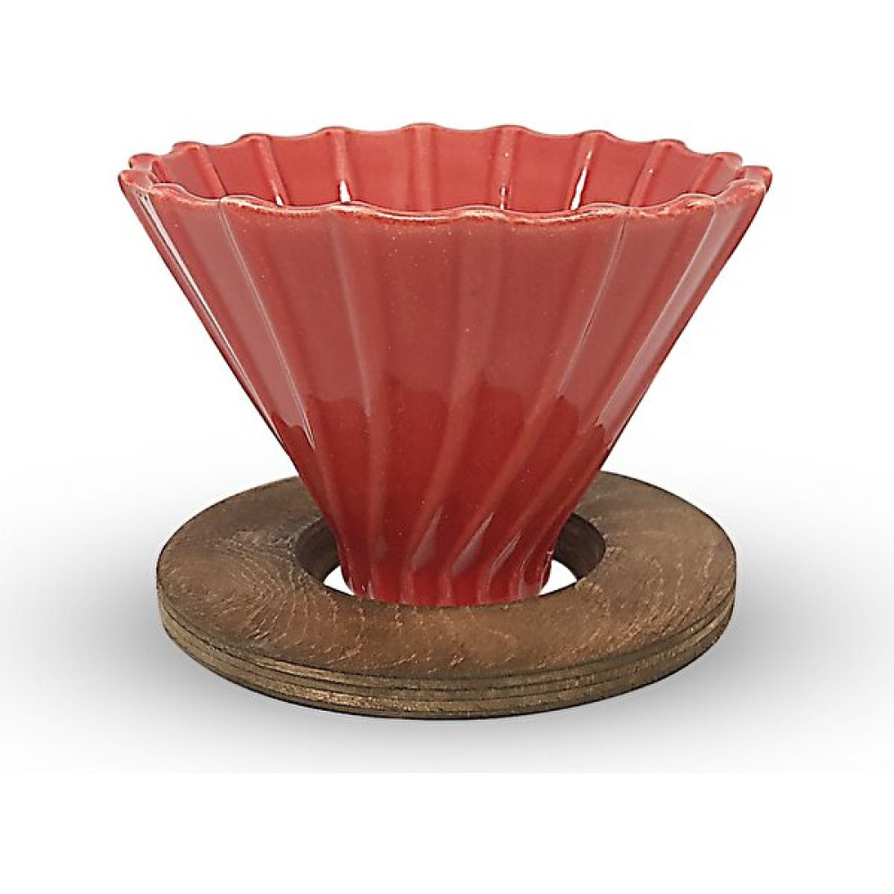 Horecamark Ahşap Standlı V60 Seramik Dripper No.2 Kırmızı Çay / Çaydanlık Setleri Fiyatı