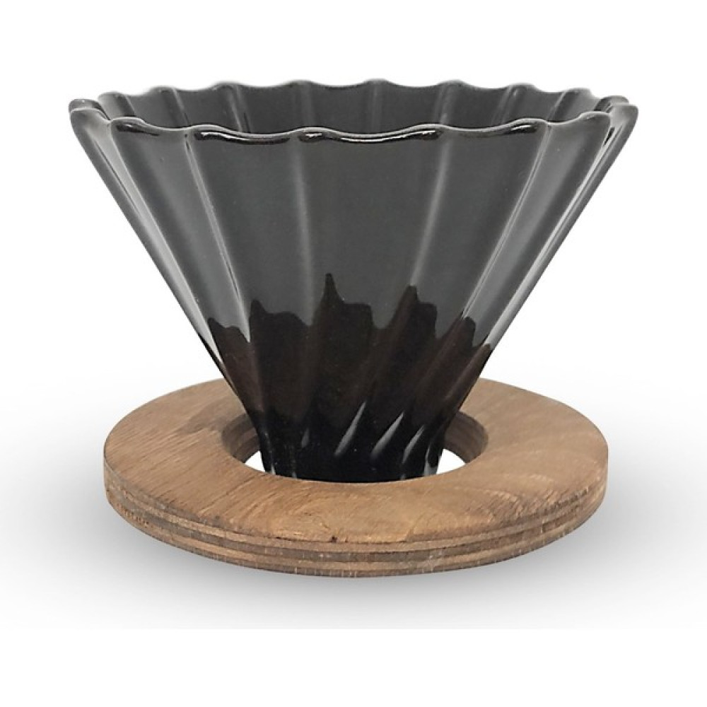 Horecamark Ahşap Standlı V60 Seramik Dripper No.2 Siyah Çay / Çaydanlık Setleri Fiyatı