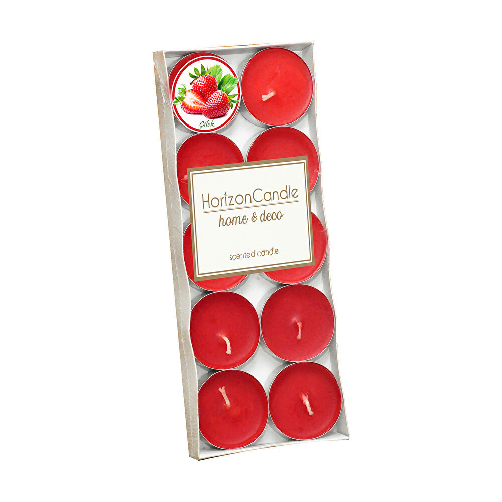 Horizon Tealight Kırmızı Çilek Kokulu 10'lu Mum Dekoratif Mum Fiyatı