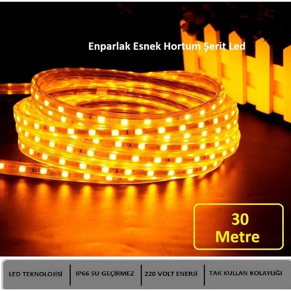 Hortum Esnek Şerit LED Amber Işık 220V Fış/1,2,3,4,5,7,10,15,20,25,30 Metre - 30 m SSD / Solid State Drive Fiyatı