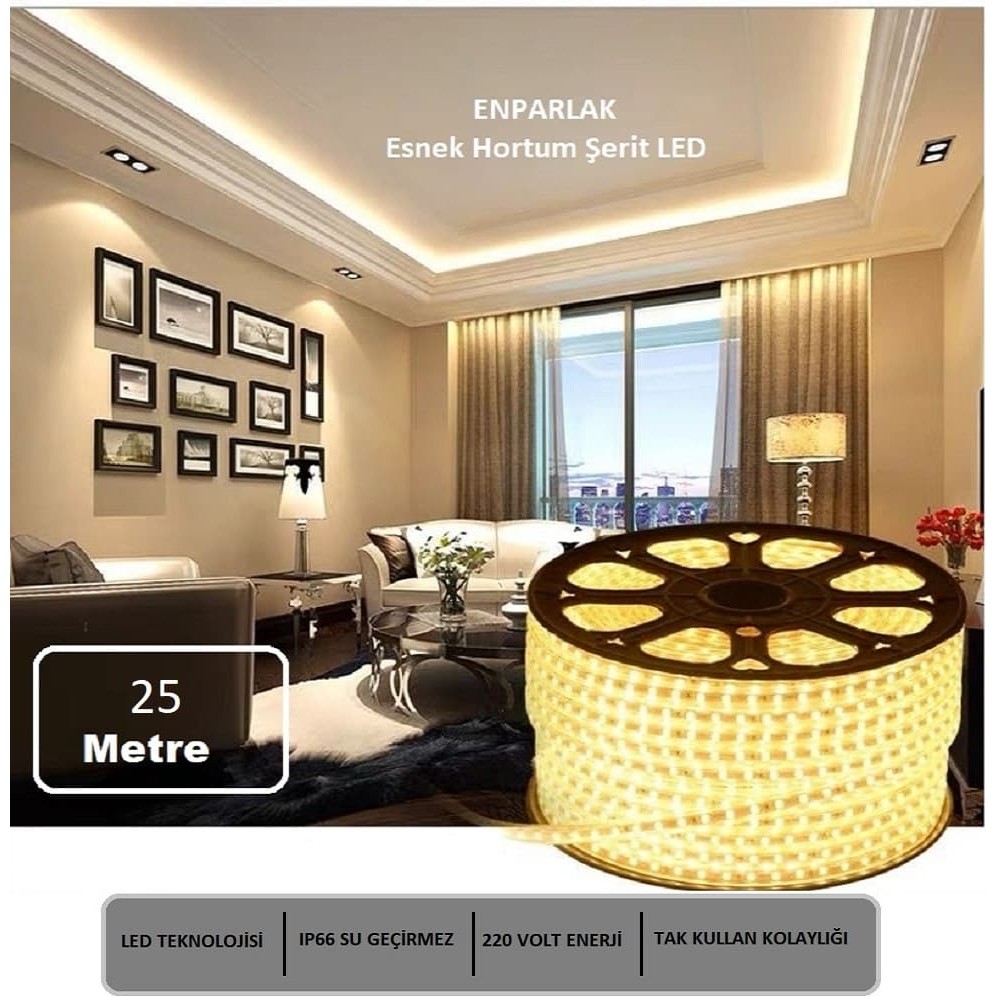 Hortum Esnek Şerit LED Gün Işığı Işık 220V Fış/1,2,3,4,5,7,10,15,20,25,30 Metre - 25 m SSD / Solid State Drive Fiyatı
