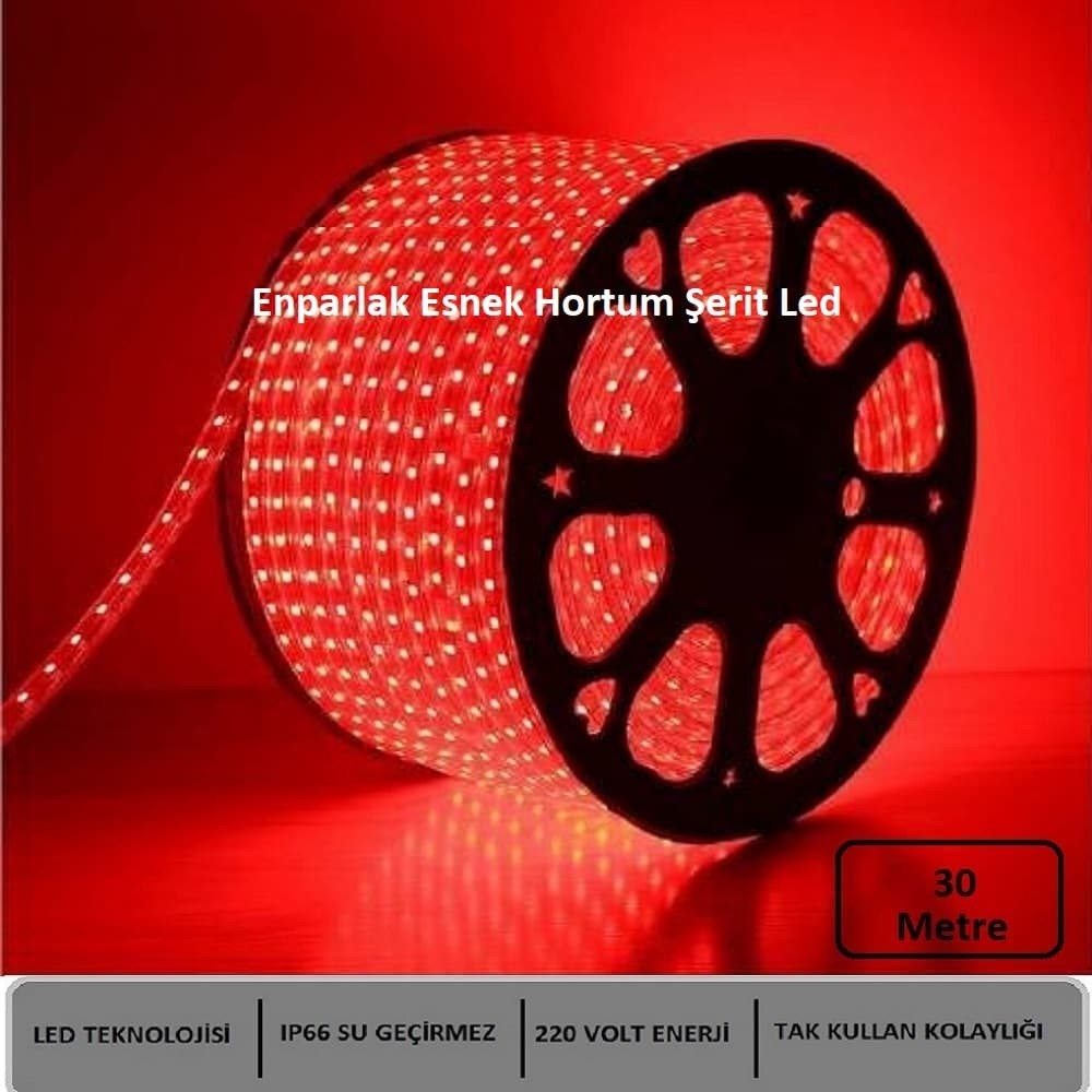 Hortum Esnek Şerit LED Kırmızı Işık 220V Fış/1,2,3,4,5,7,10,15,20,25,30 Metre - 30 m SSD / Solid State Drive Fiyatı