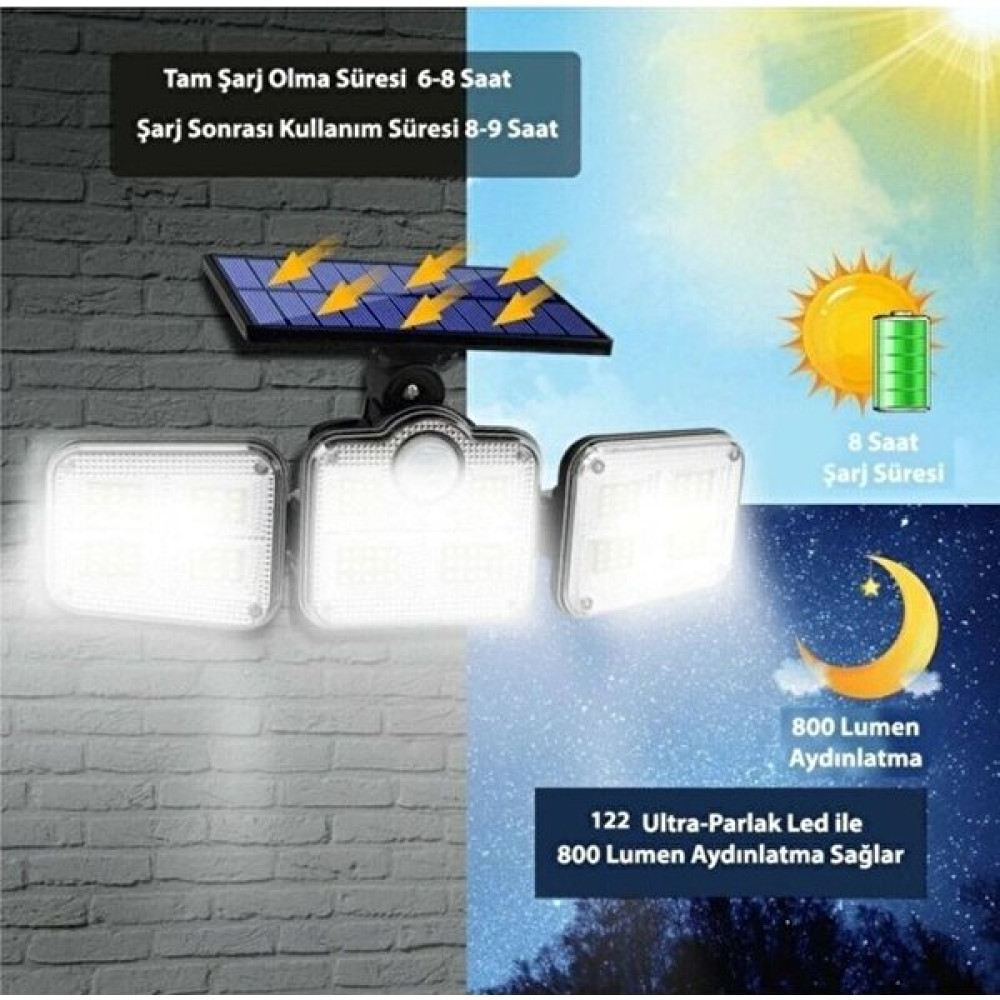 Hosell Kumandalı Solar Güneş Enerjili 122 Ledli Hareket Sensörlü Bahçe Aydınlatma Sokak Lambası (Yurt Dışından) - Beyaz Dış Mekan & Bahçe Oyuncakları Fiyatı