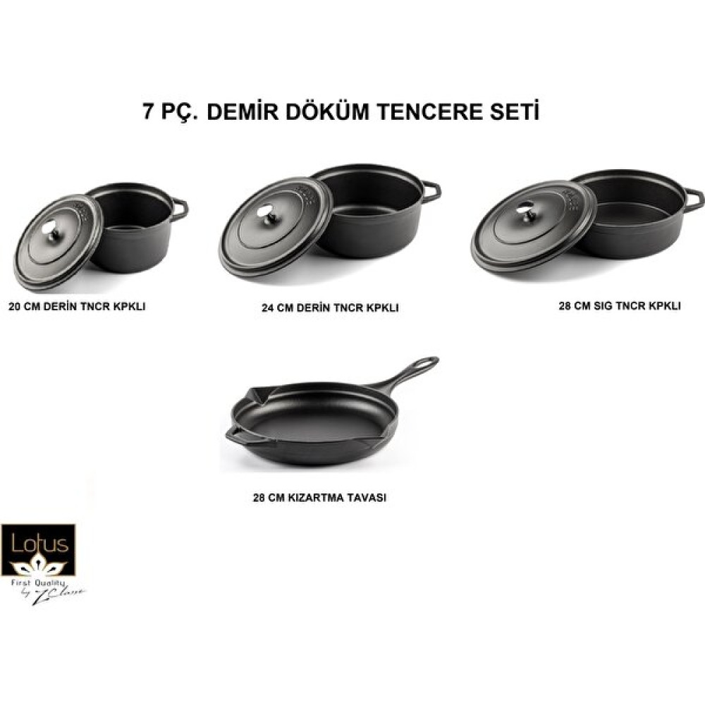 Hosse 7 Parça Demir Döküm Tencere Seti Siyah Tencereler Fiyatı