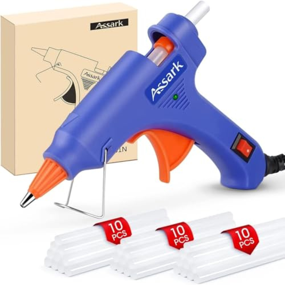 Hot Glue Gun Kit with 30 Glue Sticks, Fast Preheating Hot Melt, High Temp for School Crafts DIY Arts and Quick Home Repairs, 20W Blue