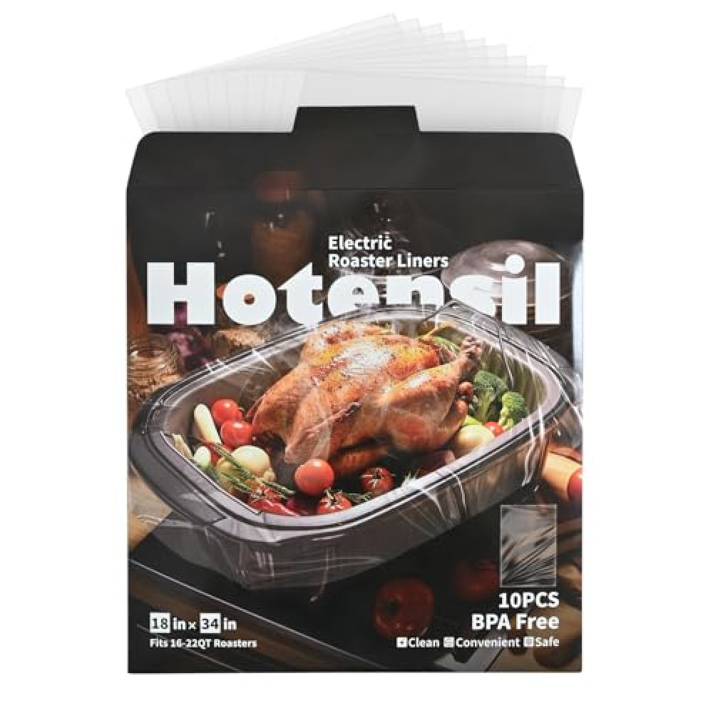 Hotensil Electric Roaster Liners & Slow Cooker Liners, 10 Count 34 x 18 Inch Universal Fit for 16-22 Quart Roasters, Mess-Free Cooking, Disposable Oven Liners for Easy Cleanup, Cooking Bag