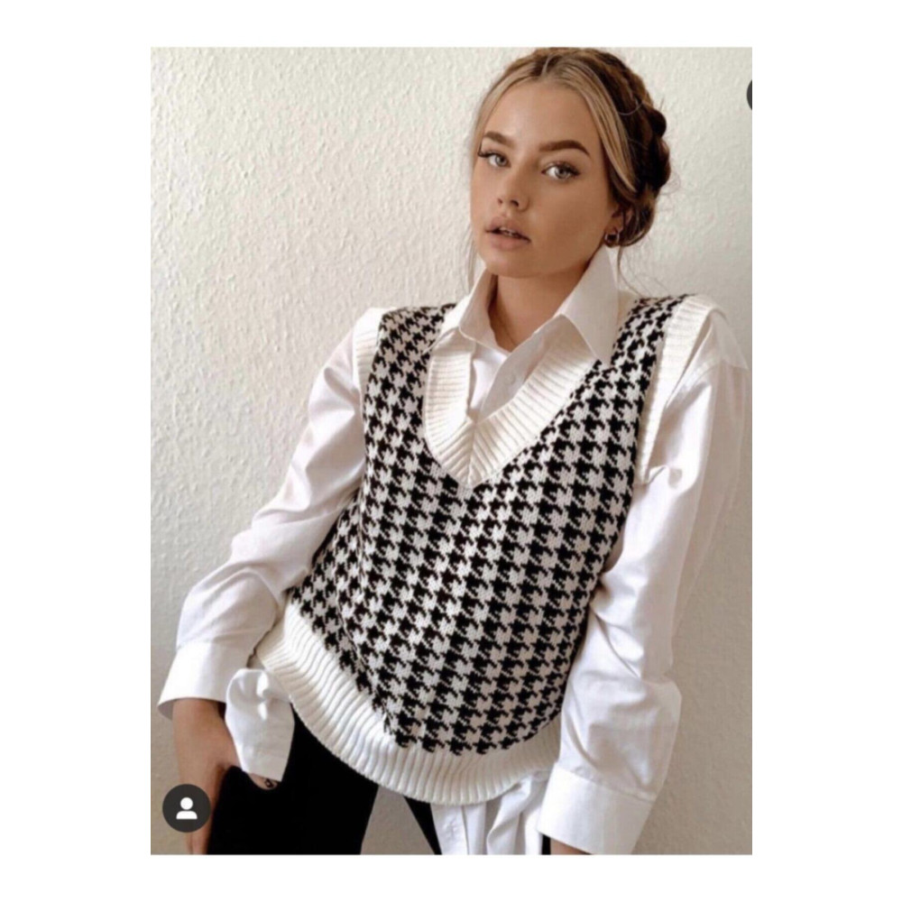 Hotfashion Kadın Beyaz Ekose Süveter Standart Beden Bayan Kazak & Süveter & Triko Fiyatı