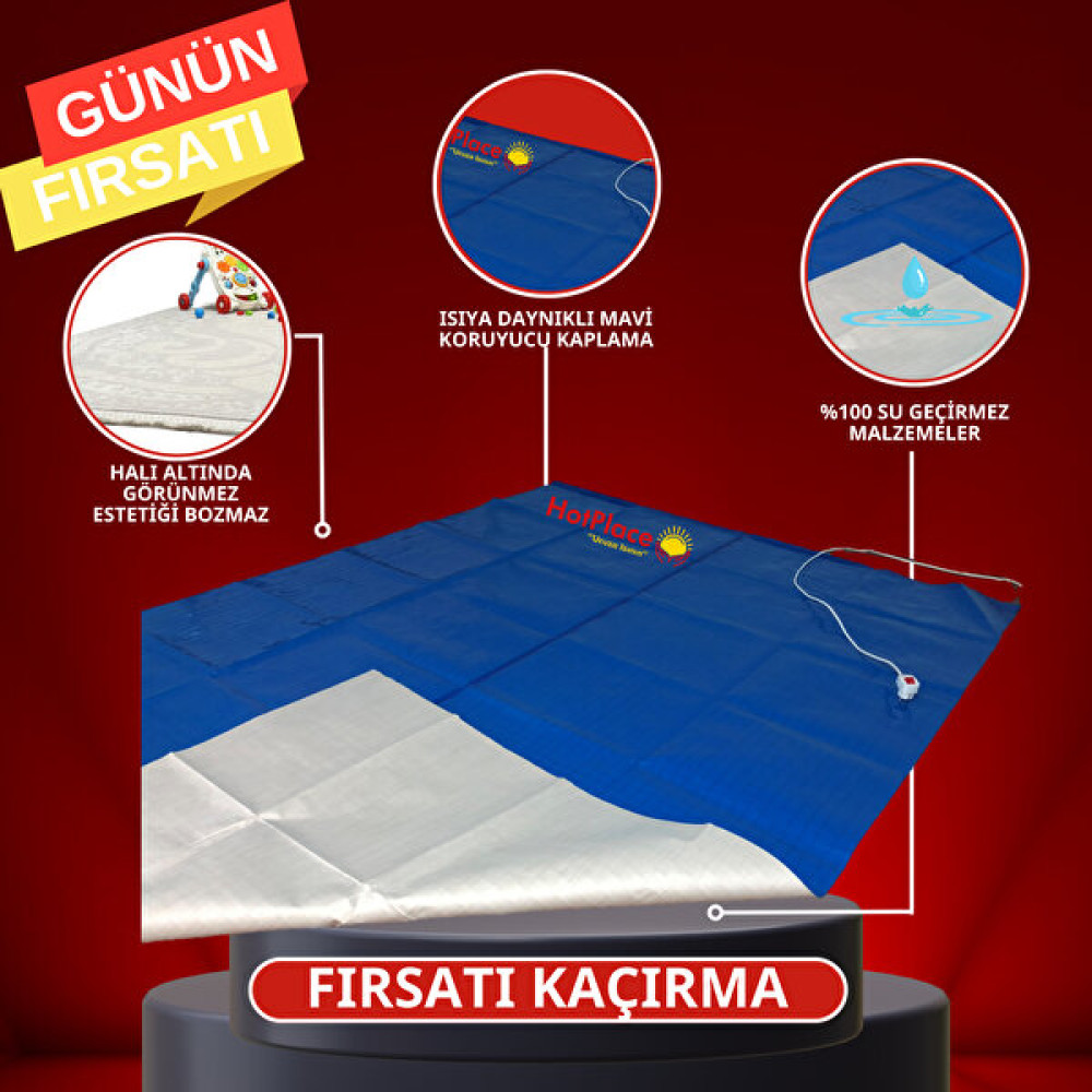 Hotplace Elektrikli Halı Altı Isıtıcı Su Geçirmez Yerden Isıtma - 190cm x 280cm Isıtıcılar Fiyatı