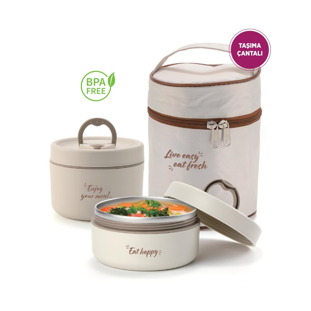 House Pratik HP107 Çantalı Paslanmaz Çelik 2'li 600 + 440ml Lunch Box Yemek Kabı Termos Fiyatı