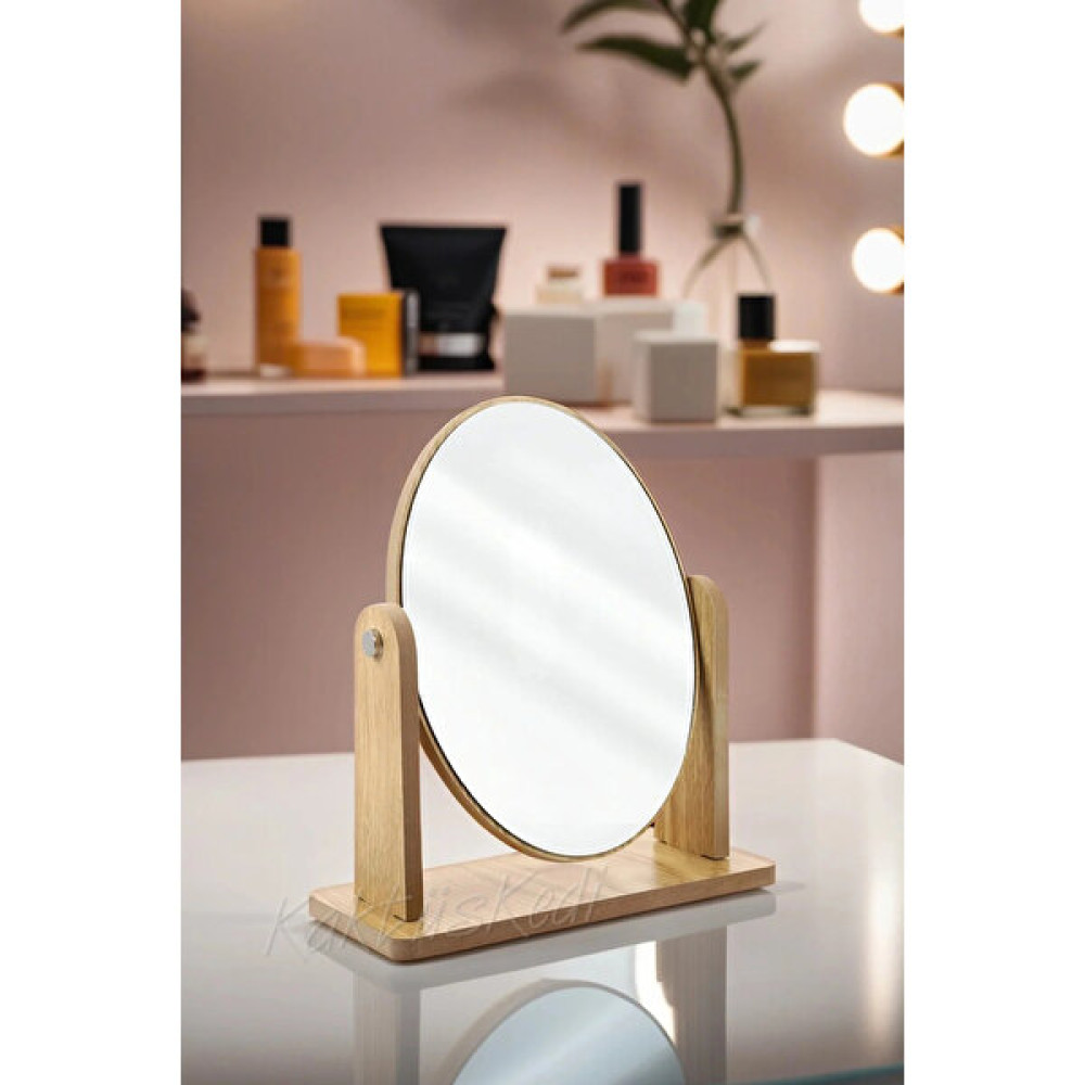 Housedec Ayarlanabilir Ahşap Makyaj Aynası - El ve Masa Aynası - Makeup Mirror - Siyah - Gold Ayna Fiyatı